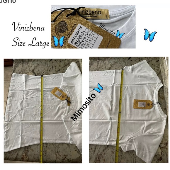 Vinizbena White Women T-Shirt New - Picture 3 of 7